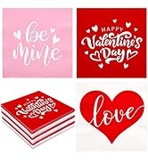 Whaline 120 Pack Valentine's Day Napkins Red Heart Disposable Napkins Pink Be Mine Dinner Napkins...