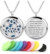 Aromatherapy Essential Oil Diffuser Necklace Flower Pattern Stainless Steel Locket Pendant for Women