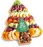 Season's Greetings Dried Fruit Gift on Reusable Bamboo Christmas Tree Serving Tray