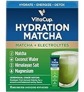 VitaCup Hydration Matcha Instant Packets, for Natural Energy and Detox, w/Electrolytes, Ceremonia...