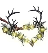 MOSTORY Light up Elf Crown - Black Antler Headpiece Gothic Flower Circlet Elven Woodland Tiara fo...