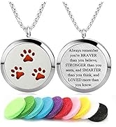 Aromatherapy Essential Oil Diffuser Necklace Dog Paw Pattern Stainless Steel Locket Pendant