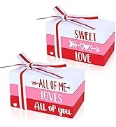 Whaline 2Pcs Valentine's Day Wooden Books Stack with Ribbon Mini Faux Decorative Books Bundle Red...