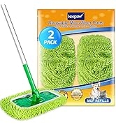 KEEPOW Reusable Dry Sweeping/Wet Mopping Cloths Compatible with Swiffer Sweeper (2 Pack, Green)