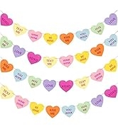 Whaline Valentines Day Heart Banner Garland with 32 Pcs Hearts, 32.8ft Candy Color Heart Garland,...