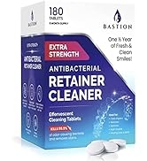 Retainer Cleaner & Denture Cleanser - 180 Effervescent Tablets - 6 Month Supply - Removes Stains,...