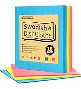 HOMERHYME Swedish Dish Cloths - Pack of 10, Cellulose Swedish Sponge Dishcloths, Absorbent Swedis...