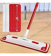 Microfiber Floor Mop with Scrubber and 2 Washable Reusable Pads Wet Dry Flat Mop with 360 Degree ...