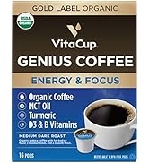 VitaCup Organic Genius Keto Coffee Pods, Increase Energy & Focus w/MCT Oil, Turmeric, B Vitamins,...