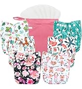 wegreeco Washable Reusable Baby Cloth Pocket Diapers 6 Pack + 6 Bamboo Inserts (with 1 Wet Bag, F...