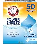 Arm & Hammer Power Sheets Laundry Detergent, Fresh Linen 50ct, up to 100 loads