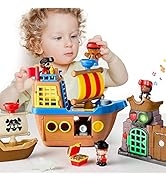 iPlay, iLearn Large Pirate Ship Toys, Kids Pretend Adventure Playset W/ Figures, Boat, Island &Tr...