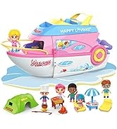 iPlay, iLearn Girls Dollhouse Playset, Boat Toy Set W/ Small Dolls, Kids Pretend House Accessorie...