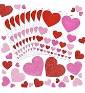 Whaline Glitter Heart Stickers 3 Colors Valentine's Day Adhesive Decals Red Pink Daily Decorative...