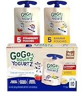 GoGo squeeZ yogurtZ Variety Pack, Strawberry & Banana, 3 oz (Pack of 10), Kids Snacks Made from R...