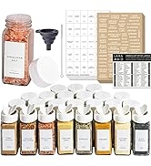 Laramaid 4oz 24Pack Glass Jars with 304 Minimalist White Vinyl Spice Labels, White Plastic Shaker...