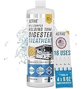 RV Black Tank Treatment Toilet Chemicals - 16 Treatments Waste Digester for Holding Tank, Gray Wa...