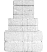 GREEN LIFESTYLE Luxury 8-Piece 100% American Combed Cotton Towel Set Includes 2 Extra Large Bath ...