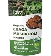 LOOV Organic Chaga Mushroom Powder, Wild-Harvested, Sustainably Grown in Pristine Nordic Forests,...