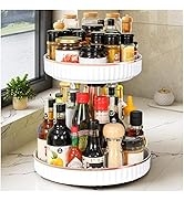 2 Tier Lazy Susan Organizer, Spice Rack Organizer for Cabinet, Lazy Susan Spice Organizer Plastic...