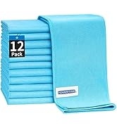 HOMERHYME Microfiber Glass Cleaning Cloth - 12 Pack, 16" x 14" Window Cleaning Towel, Streak Free...