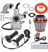 YOXUFA PZ22 22mm Carburetor Carb 38mm Air Filter Throttle Cable Grip Kit for 110cc 125cc ATV Pit ...