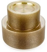 MATANA 120 Elegant Disposable Gold Glitter Plastic Plates for 60 Guests - 60 Dinner Plates 10.25"...