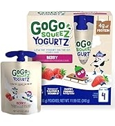 GoGo squeeZ yogurtZ Berry, 3 oz (Pack of 4), Kids Snacks Made from Real Yogurt and Fruit, Pantry ...