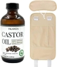 Castor Oil Pack Wrap Kit (with Oil), Organic Hexane Free Castor Oil in Glass Bottle, Castor Oil Kit with abdomen wrap, neck wrap and organic oil.