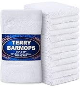 GREEN LIFESTYLE Terry Kitchen Bar Mops Kitchen Towel 12 Pack, Pure Cotton White Dish Cloths, Rags...