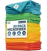 S&T INC. Microfiber Cleaning Cloths, Reusable and Lint-Free Towels for Home, Kitchen and Auto, 11...