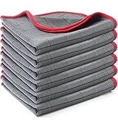 belhope 6 Pack Grey Grid Bamboo Carbon Microfiber Cleaning Cloth, Glass Window Polishing Without ...