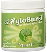 XyloBurst Green Tea Gum - Sugar-Free Natural Xylitol Teeth Cleaning Chewing Gum -100 Count Jar - ...