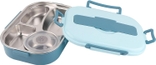 Four-compartment lunch box with soup bowl: blue