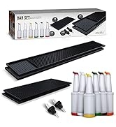 Esatto Bar Equipment Gift Set – 6 Store N Pour Bottles, 2 Bar Mats, 2 Shaker Mats, 24 Pourers wit...