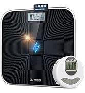 RENPHO Solar-Powered Digital Scale & Smart Body Tape, Solar Power Digital Bathroom Scale, Charged...