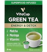 VitaCup Green Tea Pods, Enhance Energy & Detox with Matcha, Moringa, B Vitamins, D3, Keto, Paleo,...