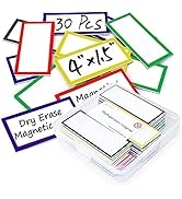 Large Magnetic Dry Erase Labels 4x1.5", 30Pcs Thick Reusable Writable Dry-Erase Magnets Strips Re...