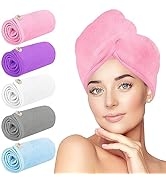 HOMERHYME Hair Towel Wrap, 5 Pack Quick Dry Hair Wrap, Highly Absorbent Adjustable Soft Salon Tow...