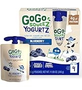 GoGo squeeZ yogurtZ Blueberry, 3 oz (Pack of 4), Kids Snacks Made from Real Yogurt and Fruit, Pan...