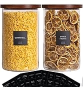 Laramaid 1-Gallon 2Pack Glass Jar Canisters with Minimalist Labels, 136oz Round Pantry Jars with ...