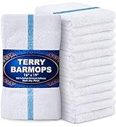 GREEN LIFESTYLE Blue Stripe Terry Kitchen Bar Mops 28 Oz- 16 X 19 inches, Highly Absorbent, Ultra...