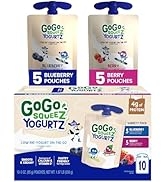 GoGo squeeZ yogurtZ Variety Pack, Blueberry and Berry, 3 oz (Pack of 10), Kids Snacks Made from R...