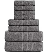 GREEN LIFESTYLE Luxury 8-Piece 100% American Combed Cotton Towel Set Includes 2 Extra Large Bath ...