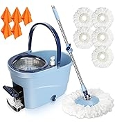 Midyb Mop and Bucket, Spining Mops with Bucket and Foot Pedal, Spin Mop Floor Cleaning System wit...