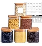 Laramaid 27oz 6Packs Square Glass Jars Set with 263 Minimalist Pantry Labels, Square Pantry Jars ...