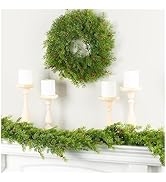 Weather Resistant Cypress Pine with Red Berries Garland and Wreath Set by Factory Direct Craft Fa...