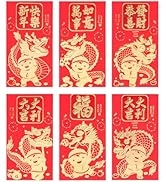 Chinese Red Envelopes, KissDate 36PCS 6 Patterns 2024 Chinese New Year Dragon Year Hong Bao Lai S...