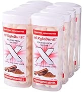 XyloBurst Sugar-Free Xylitol Mint Candy Jars, 60 Pieces Per Jar - Pack of 8 (Cinnamon Mints)