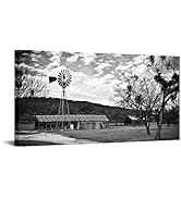 Conipit Texas Farmhouse Picture Wall Art Black White Canvas Art Countryside Barn Rustic Windmill ...